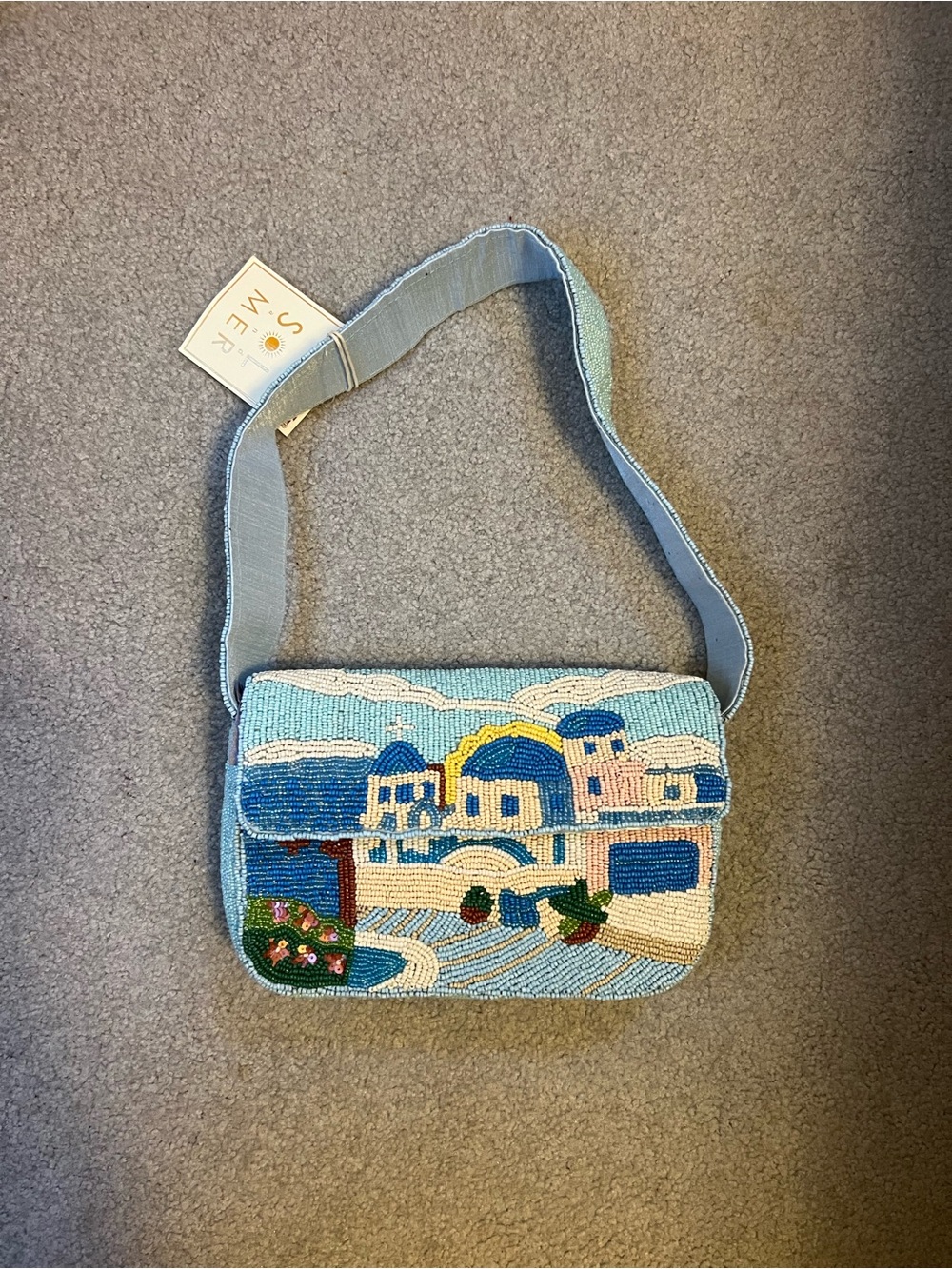 VIRAL Sol and Mer Santorini/Greece Beaded Shoulder Bag, NWT
